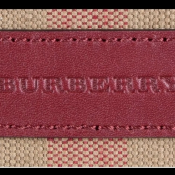 Burberry Burgundy Red Grainy CheckCanvas Hobo Bag - Picture 6 of 7